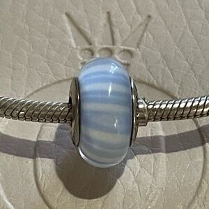 Pandora Light Blue Swirl Murano Glass Charm🦋